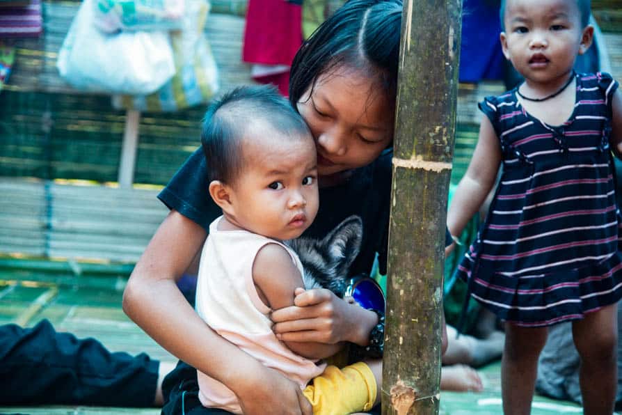 Children at a displacement site in Myanmar.