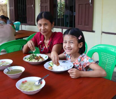 A mother and daughter at a women's safe space in southeastern Myanmar.