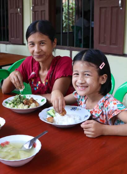 A mother and daughter at a women's safe space in southeastern Myanmar.