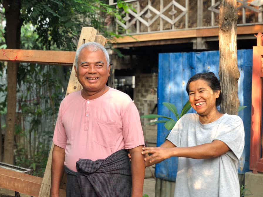 Daw Khin Myo Wai with her husband in Amarapura, Myanmar.